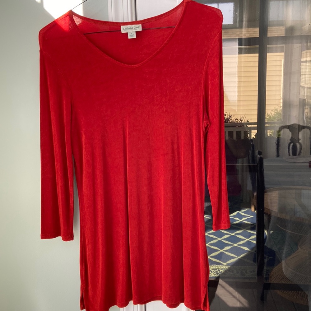 Coldwater creek orangey red long sleeve tunic. Small